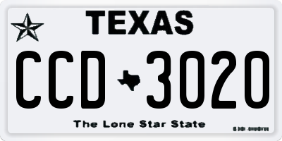 TX license plate CCD3020