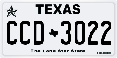 TX license plate CCD3022