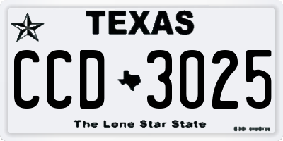 TX license plate CCD3025