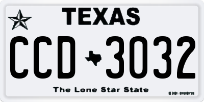 TX license plate CCD3032