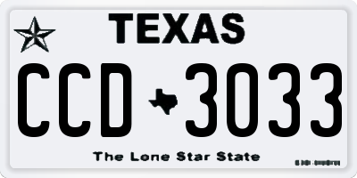 TX license plate CCD3033