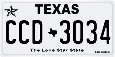 TX license plate CCD3034