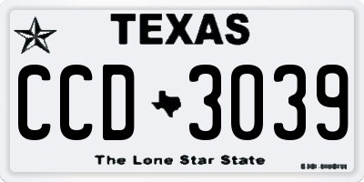 TX license plate CCD3039