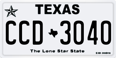 TX license plate CCD3040
