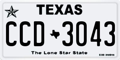 TX license plate CCD3043