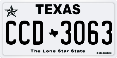 TX license plate CCD3063