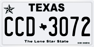 TX license plate CCD3072