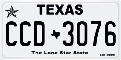 TX license plate CCD3076