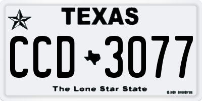 TX license plate CCD3077