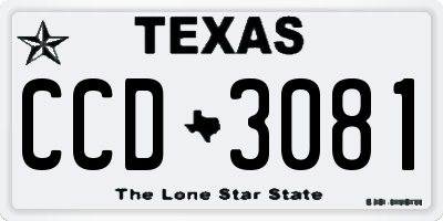 TX license plate CCD3081