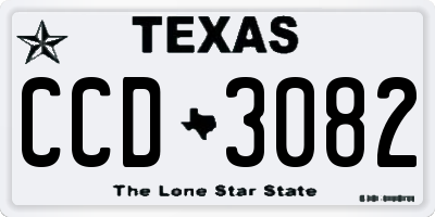 TX license plate CCD3082