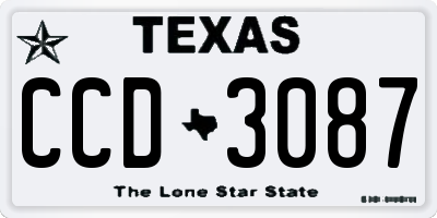 TX license plate CCD3087