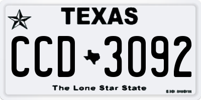 TX license plate CCD3092