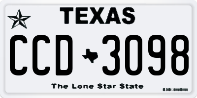 TX license plate CCD3098