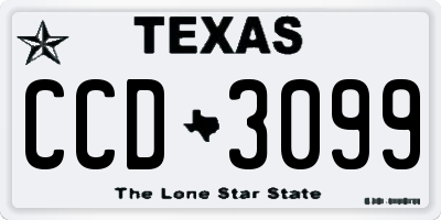 TX license plate CCD3099