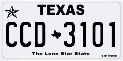 TX license plate CCD3101