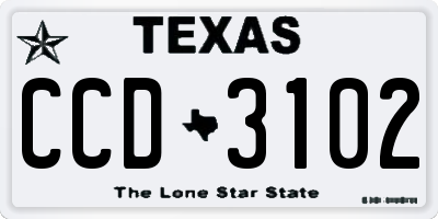 TX license plate CCD3102