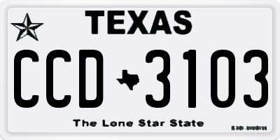 TX license plate CCD3103