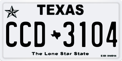 TX license plate CCD3104