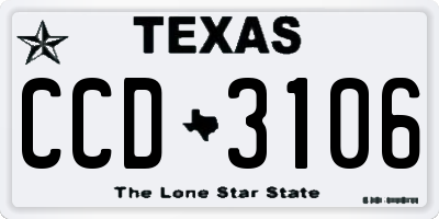 TX license plate CCD3106