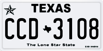 TX license plate CCD3108