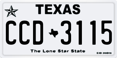 TX license plate CCD3115