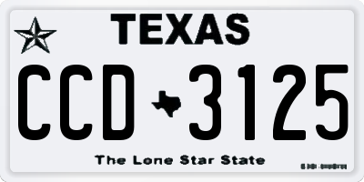 TX license plate CCD3125