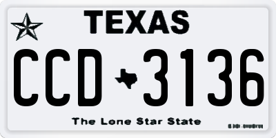 TX license plate CCD3136