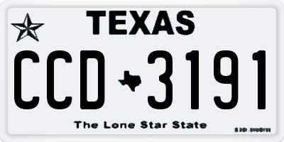 TX license plate CCD3191