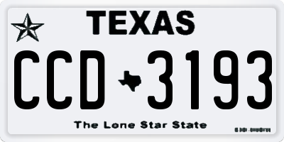 TX license plate CCD3193