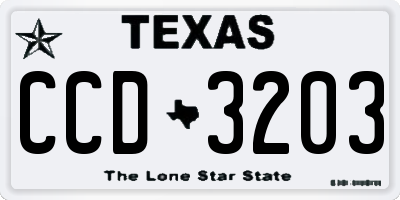 TX license plate CCD3203