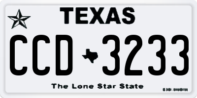 TX license plate CCD3233