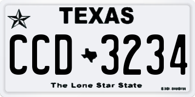 TX license plate CCD3234
