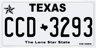 TX license plate CCD3293