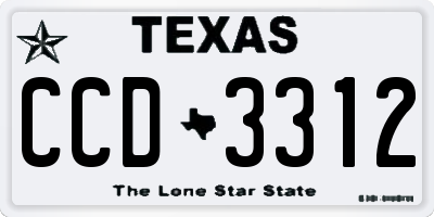 TX license plate CCD3312