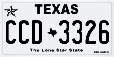 TX license plate CCD3326