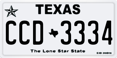 TX license plate CCD3334