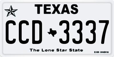 TX license plate CCD3337