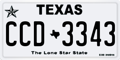 TX license plate CCD3343