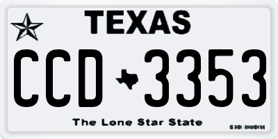 TX license plate CCD3353