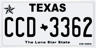 TX license plate CCD3362