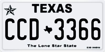 TX license plate CCD3366