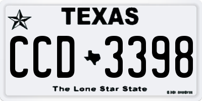 TX license plate CCD3398