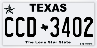 TX license plate CCD3402