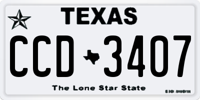 TX license plate CCD3407