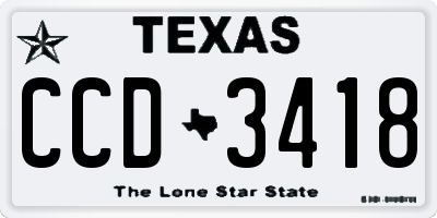 TX license plate CCD3418