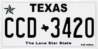 TX license plate CCD3420