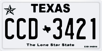 TX license plate CCD3421