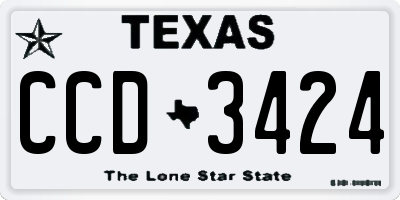 TX license plate CCD3424