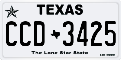 TX license plate CCD3425